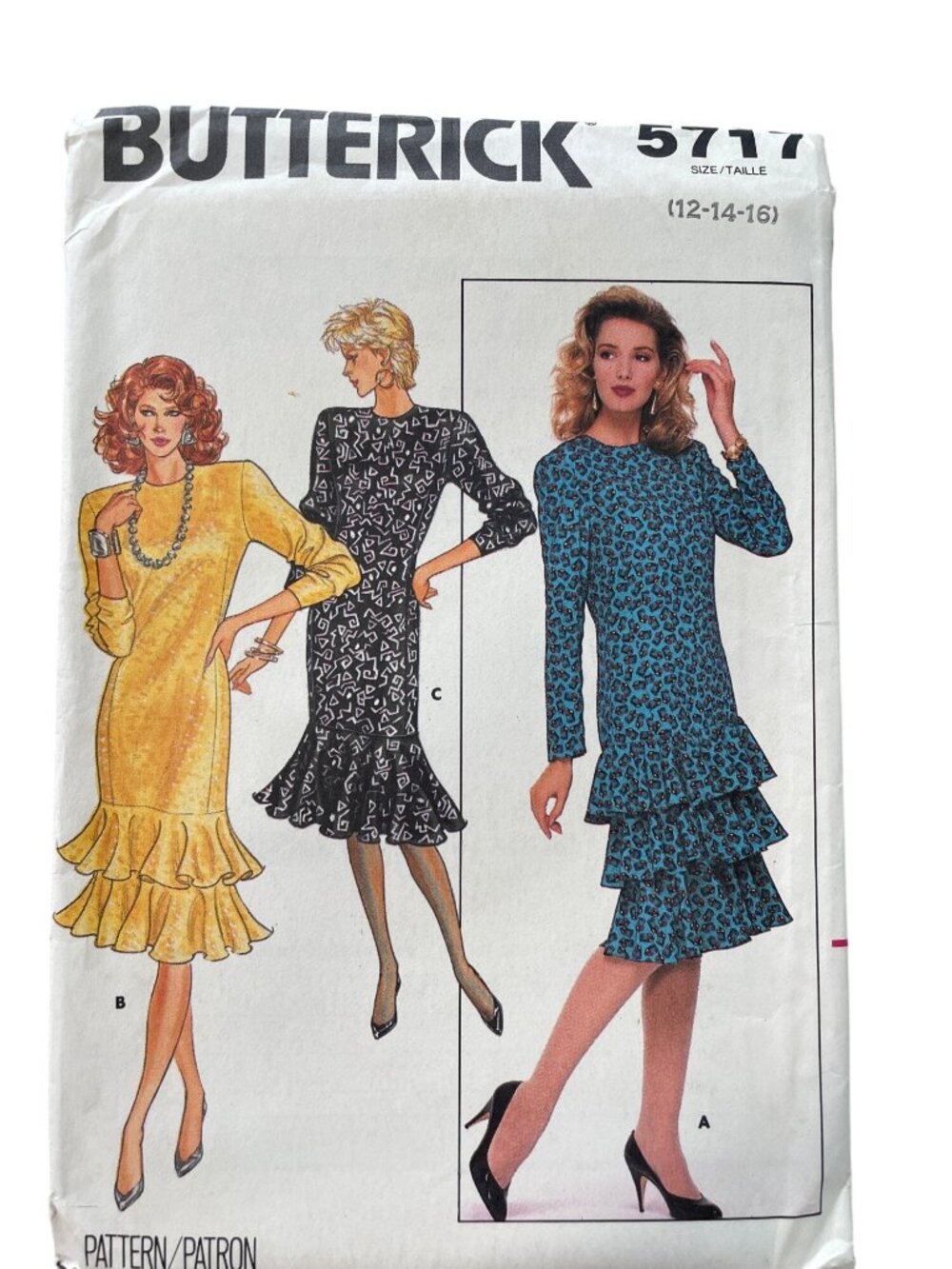 Vintage 80s Butterick 5717 Sewing Pattern Sizes 12-16 Misses Petite Dress UNCUT